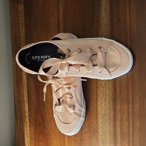 Sperry Crest Vibe Satin Lace Sneaker, Rose Dust